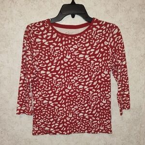 Kim Rogers Red Fitted 3/4 Sleeve T-Shirt